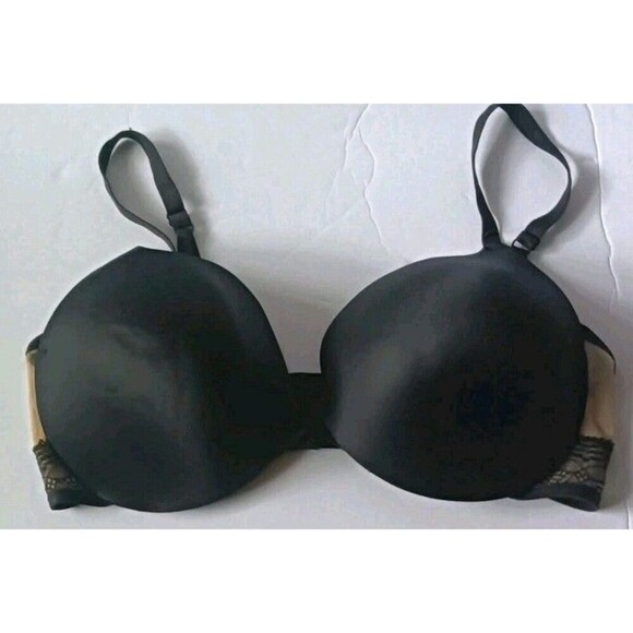 Maidenform Push Up Bra Size 38D Black Underwire Satin Mesh Band Padded 9900 - Picture 6 of 6